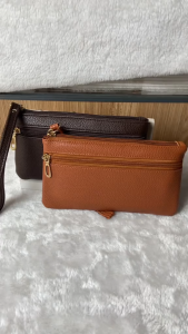2025 new womens soft leather clutch mobile phone bag casual simple genuine leather wallet