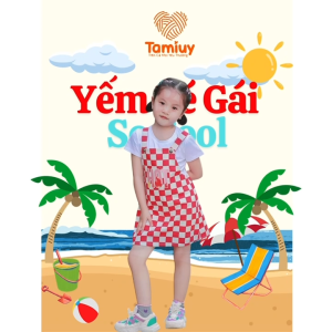 Yếm Caro Màu Đỏ Tamiuy Đính Chữ Hot  Dành Cho Mùa Hè
