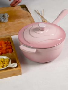 Enameled Cast Iron Milk Pan18cmSaucepan Baby Food PotSmall Soup Pot for Noodles Single Handle Induction ReadyHome Kitchen