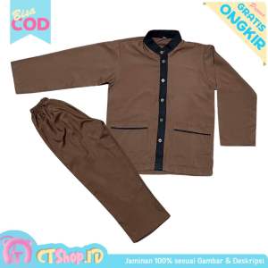 CTSHOPID BAJU KOKO ANAK LENGAN PANJANG WARNA COKLAT TUA SETELAN ANAK MUSLIM USIA 3-11 TAHUN BISA COD