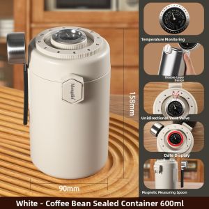 MONGDIO | Sealed Humidity Monitoring Vacuum Stainless Steel Coffee Storage Container