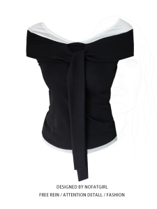 เสื้อยืดคอกลมแขนสั้นผูกโบว์สไตล์ย้อนยุคทรงเข้ารูปสำหรับผู้หญิงไซส์ใหญ่ ทรงเข้ารูป แขนสั้น ทรงเข้ารูป เสื้อผ้าทำงานฤดูร้อน