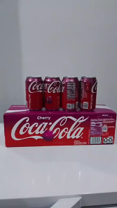 Coca-Cola Cherry Can - Red Color - Cherry Illustration - Cherry Flavor - 12 oz