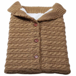 Autumn Winter Outdoor Baby Stroller Sleeping Bag Soft Button Sleeping Bag Baby Yarn Knitted Plush Thick Warm Sleeping Bag