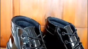 Sepatu Pria Formal PDH Ankle Boot Dinas Harian Polisi Satpam ASN Hitam Glossy