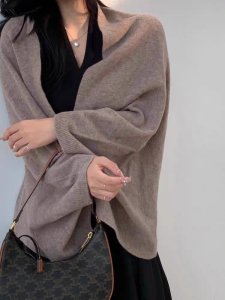 Elegant Wool Shawl Cardigan Womens Idle Style Dress Western Style Suspender Skirt Outer Wear Cashmere Knitting Cape Coat