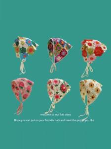 Khăn Trùm Đầu Dệt Kim Kiểu Pháp Cổ Điển Cho Nữ Phụ Kiện Du Lịch Mùa Hè Kiểu Dáng Dễ Thương Họa Tiết Hoa Khăn Trùm Đầu Đa Năng