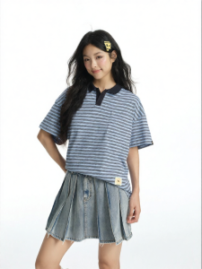 dangerouspeople | Striped Loose Classic Collar Short Sleeve Polo Shirt