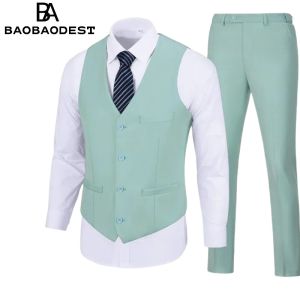 Mens Suit 2 Piece Slim Fit Vest Pants Set Prom Suits for Men Formal Wedding Party