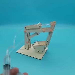 Fun STEM DIY Science Kit Wooden Hydraulic Excavator Model Handmade Craft Scientific Experiment Physics Maker Hobby Creative Gift