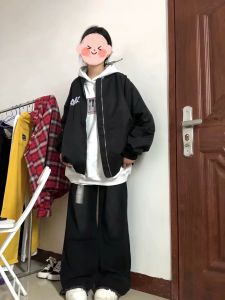 Retro American High Street Embroidered Flight Jacket Womens Autumn Vibe Baseball Uniform Loose Casual Couple Zipper Coat