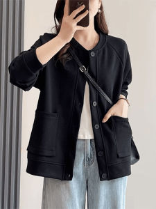 Womens Loose Casual Versatile Spring Autumn Jacket Slimming Stylish Small Size Top 2025 New Style Sweatshirt Cardigan
