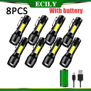 ECILY Mini Torch LED Rechargeable Flashlight Portable USB Charging Flashlight High Zoom Flashlight XP-G Q5 Flash Light Torch Lantern 3 Lighting Modes  Camping Waterproof Long Range Lantern