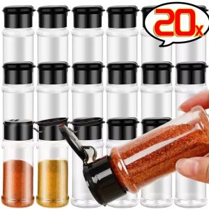 Polocat 20/10pcs Clear Plastic Spice Jar Kitchen Seasoning Bottle Salt Pepper Shaker Container Barbecue Condiment Jar Kitchen Spice Storage Tools