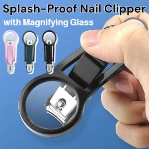 Splash-Proof Nail Clipper with Magnifying Glass For Elderly Children Stainless Steel Fingernails Toenails Trimmer Easy Grip