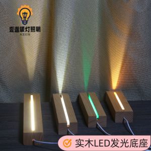 Acrylic Rectangle LED Light Base USB Powered Wooden Long Strip DIY Night Light Modern Minimalist Style Home Decor Lighting