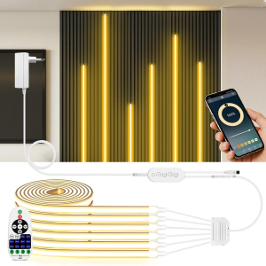 2/4/6PCS 24V Flexible Neon COB LED Strip Set with Smart Bluetooth App Remote Control Music Sync Dimmable Warm/Natural/Cold White
