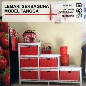 LEMARI RAK ROTAN SINTETIS RANGKA PUTIH 6 KOTAK MODEL TANGGA SUSUN SAMPING SUSUN ATAS Murah / Buffet Rattan 2 Susun Samping / Meja Tempat TV dan DVD Rottan Minimalis P128 X L37 X T88 / Lemari Antik Serbaguna Modern Klasik Tradisional Model Terbaru 2022