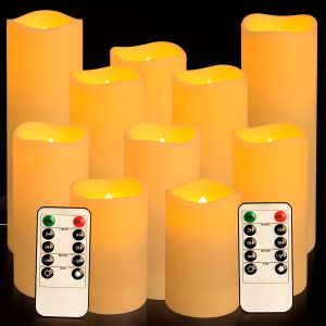 4/10pcs Flameless Candles With Remote 2/4/6/8H Timer Outdoor Indoor Waterproof Remote Control Candles Battery Operated