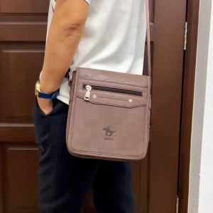 LEEFO Retro Style Men Sling Bag Messenger Bag Pu Leather Shoulder BagSize (M)