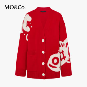 MO&Co. | New Year Koi Loose Warm Wool Sweater Red