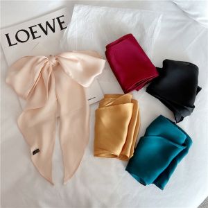 Korean Style Hair Band Decorative Small Silk Scarf Womens All-Match Small Bench Thin Narrow Scarf Multi-Functional Tie Bag Straps Pure Color Scarf
