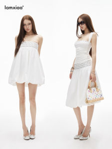iamxiaa | Đầm A-Line Tencel Trang Trí Vòng Kim Loại 2 Cách Mặc