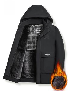 ROMON | แจ็คเก็ตผู้ชาย LOMONT เสื้อคลุมกันหนาวแบบหนา แขนยาว ปกขนสัตว์ ทรงหลวม ทรงหลวม สำหรับฤดูใบไม้ร่วงและฤดูหนาว