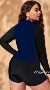 Plus size long long sleeve Rush guard with dolphin short set Summer Beach (Sabrina)