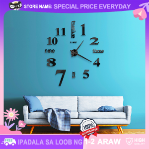 40*40cm 3D Wall Clock Round Frameless Clocks Big Size Living Room Home Office DIY Easy To Paste Decoration Modern Clock Decor Gift