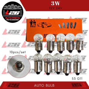 10PCS/SET Halogen Bulb/Auto Bulb Single Contact 53 G11 12V 24V 3W Car Truck Signal Brake Light Interior