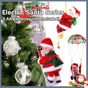 Christmas Santa Claus Electric Climbing Ladder Xmas Trees Hanging Ornament Party Decor Doll