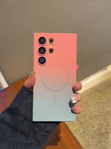 CrashStar Gradient Magnetic Soft Silicone Shockproof Phone Case For Samsung Galaxy S25 S24 FE S23 S22 S21 Note 20 Ultra + A56 A55 A54 A36 A35 A34 A24 A17 A16 A15 A14 A07 A06 A05S 5G Magsafe Wireless Charging Phone Cover With Glass Lens Films Protection