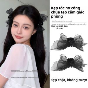 Kẹp Tóc Lụa Organza Hai Mặt Cung