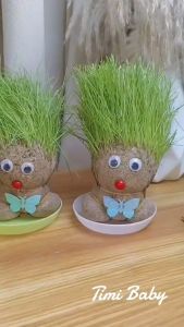 GoodSHOP- Grass Head Mini Plant Doll potted plant Room Decor Children Growing garden decking