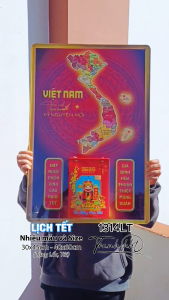 Khung tranh Bìa Lịch bản đồ việt nam Lịch Tết bản đồ việt nam 34 tỉnh Đốc lịch bản đồ Việt Nam Lịch Tết 2026 treo tường Đốc Lịch Tết Lịch bloc treo tường 1314LT