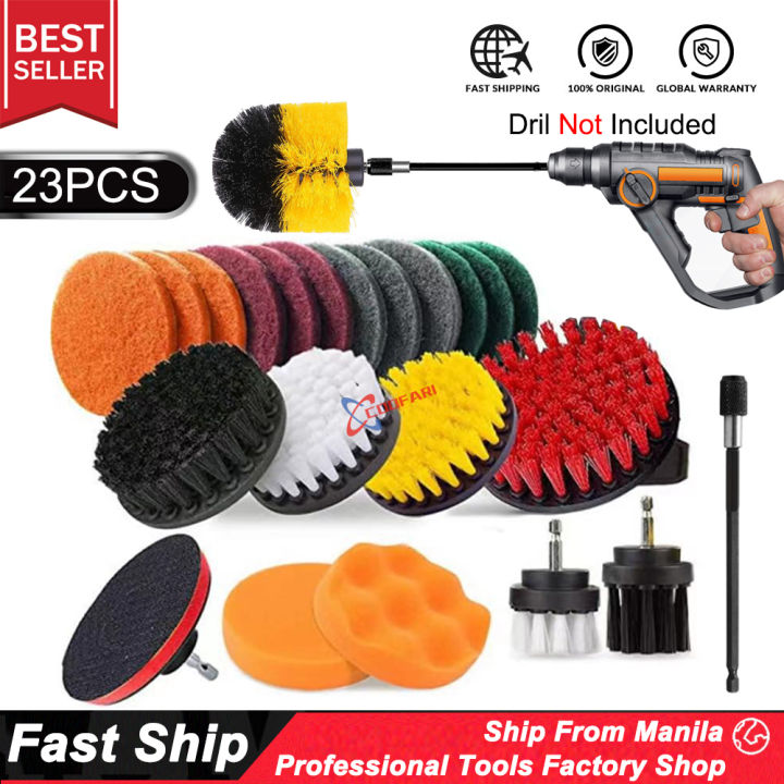 23Pcs Drill Brush Attachment Set Power Scrubber Drill Brush Kit with Extend Long Attachment for Tile Bathtub Floor