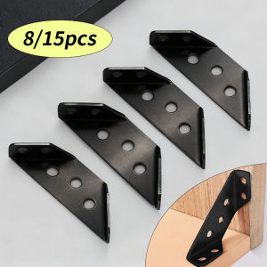 8/15pcs multifunctional corner code black bracket fastener for stabilizing furniture used for tables chairs and shelves