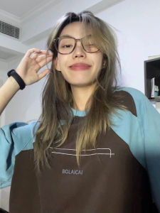 เสื้อยืดแขนสั้นผู้หญิง Retro อเมริกัน หลวม บล็อกสี ฤดูร้อน ผ้าฝ้าย Tee ลำลอง สตรีทสไตล์ Crewneck พิมพ์ เสื้อท่อนบน