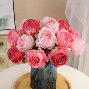 Large Rose Vintage Faux Flower Living Room Dining Table Decoration Photography Props Home Table Flowers Silk Flower Arrangement