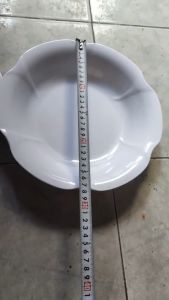 Dĩa tròn hoa nhựa melamine trắng bóng đựng thức ăn nhiều size DH 106