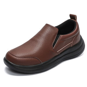XueChur Big Size 39-50 Loose soft men PU leather shoes waterproof non slip lightweight wide toe Elderly Walking Shoes