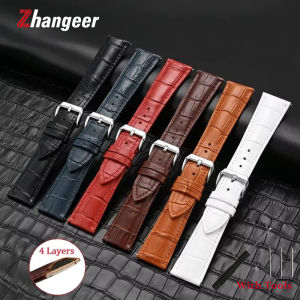 Zhangeer 12/13/14/15/16/17/18/19/20/21/22/23/24mm Genuine Leather Watch Band Strap Men Women Universal Soft Comfortable Cowhide Replace Bracelet Belt