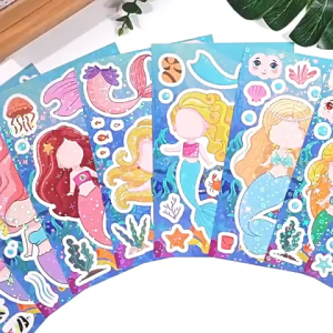🔥HOT🔥8 Pcs Mermaid Stickers Make Your Own Stickers Party Favors Mermaid Make A Face Sticker for Kids Party Favors Classroom Teacher Rewards Art Craft Supplies