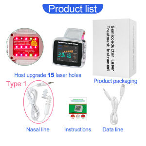 LLLT 650nm Laser Therapy Wrist Watch 15‑Hole For Diabetes Hypertension Cholesterol Treatment Rhinitis Physiotherapy Equipment