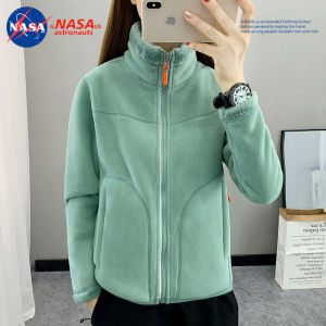 NASA Fleece Sweater Womens Coat Polar Fleece Top Mens Autumn and Winter Fashion Brand Double-Sided Wear Thick Coral Fleece Sweater Cardigan