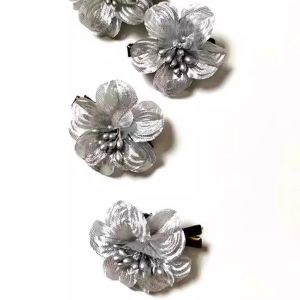 2024 New Silver Flower Japanese Style Hair Accessories Elegant Hairpins Side Bun Hair Clips Fashionable Hair Decorations