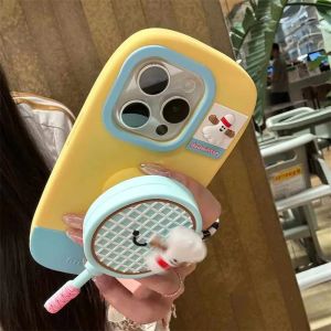 💗เทรนด์อินเทอร์เน็ตคนดัง + มีในสต็อก + รูปการ์ตูนน่ารักแร็กเก็ตแบดมินตันเทนนิสเคสสำหรับไอโฟนโทรศัพท์13 14 15 16 Pro Max ขายดีซิลิโคนนิ่มเคสป้องกันป้องกันการตก