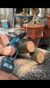 Máy Cưa Xích Dùng Pin BOSHUN - Pin 21v Lưỡi Cắt Sắc Bén Không Chổi Than Chân Pin Phổ Thông Bảo Hành 6 Tháng BS-CS08