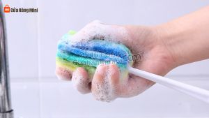 Cọ Rửa Bình Sữa Ly Chén Đa Năng Bằng Miếng Xốp Sợi Cước 7 Màu Dài 25cm